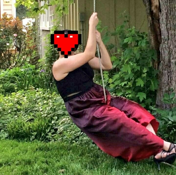 BETSY & ADAM RED GRADIENT PROM DRESS - Picture 2 of 4